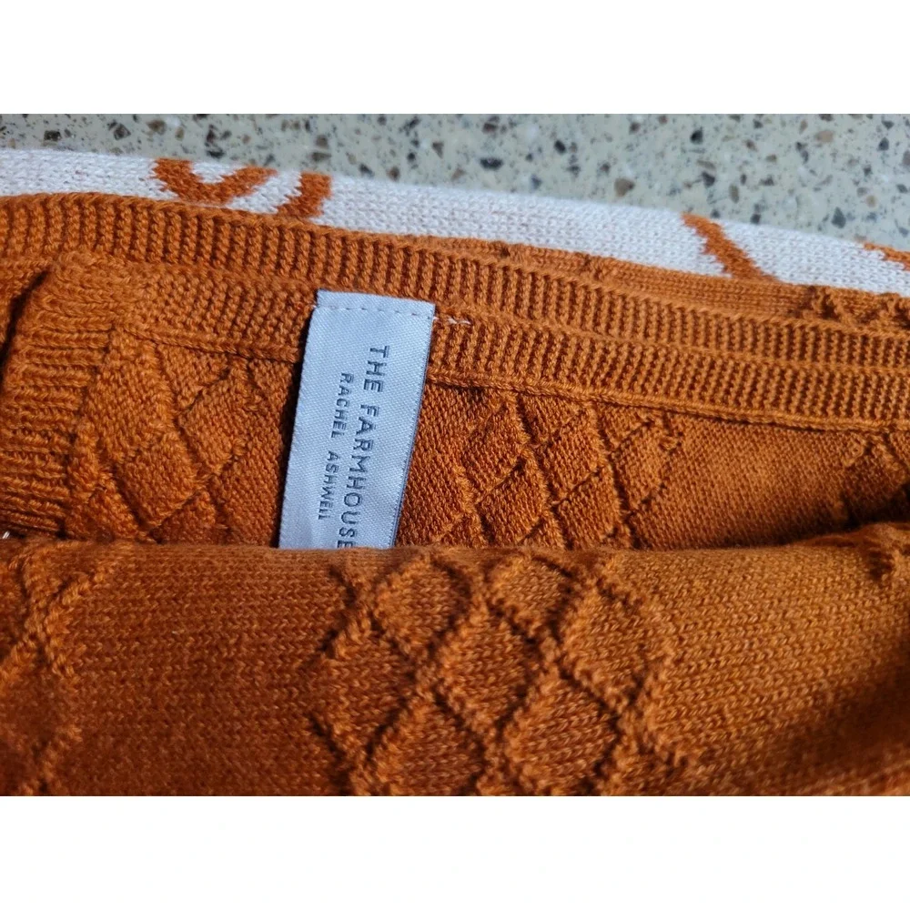Rachel Ashwell The Farmhouse Set Of 3 Soft Kitchen Towels Pumpkin, Chunky Knit